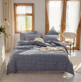 Girls Bedding Sets Plaid Cotton Bedding Girl Heart Princess Style Simple B1563 Queen