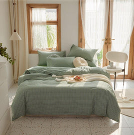 Girls Bedding Sets Plaid Cotton Bedding Girl Heart Princess Style Simple B1567 Queen