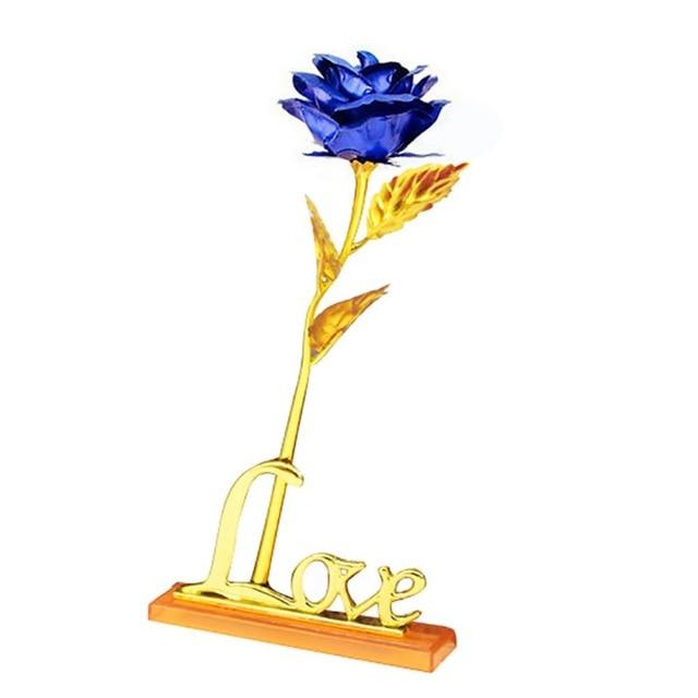 Gold Plated Rose With Love Holder Box Gift Valentine's Day Mother's Day Gift Flower Gold - Lusy Store