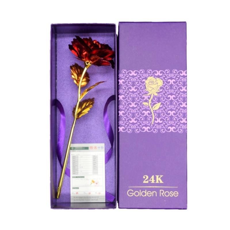 Gold Plated Rose With Love Holder Box Gift Valentine's Day Mother's Day Gift Flower Gold - Lusy Store