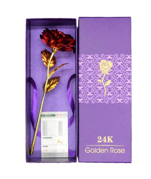 Gold Plated Rose With Love Holder Box Gift Valentine's Day Mother's Day Gift Flower Gold - Lusy Store