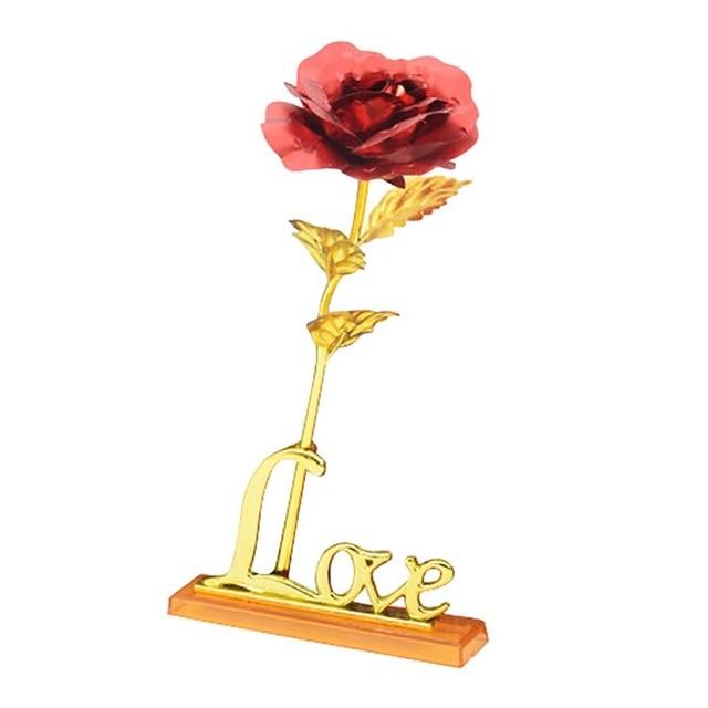 Gold Plated Rose With Love Holder Box Gift Valentine's Day Mother's Day Gift Flower Gold - Lusy Store