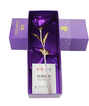 Gold Plated Rose With Love Holder Box Gift Valentine's Day Mother's Day Gift Flower Gold - Lusy Store