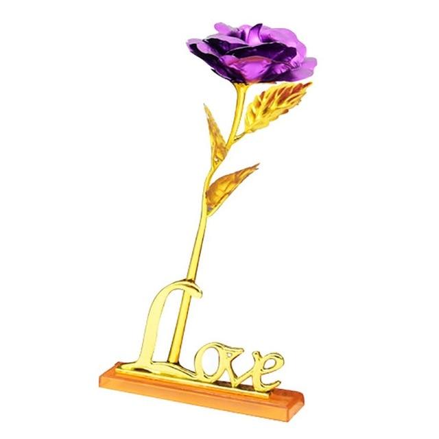 Gold Plated Rose With Love Holder Box Gift Valentine's Day Mother's Day Gift Flower Gold - Lusy Store