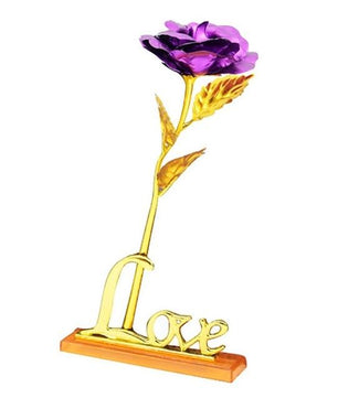Gold Plated Rose With Love Holder Box Gift Valentine's Day Mother's Day Gift Flower Gold - Lusy Store