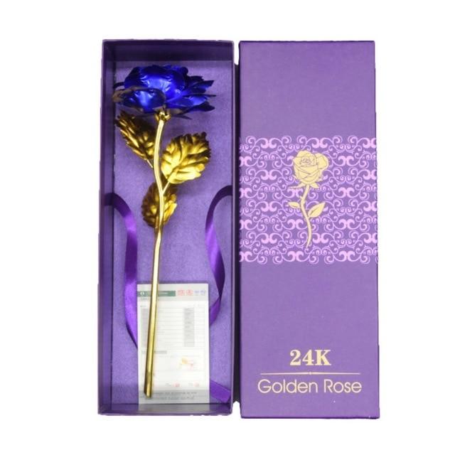Gold Plated Rose With Love Holder Box Gift Valentine's Day Mother's Day Gift Flower Gold - Lusy Store