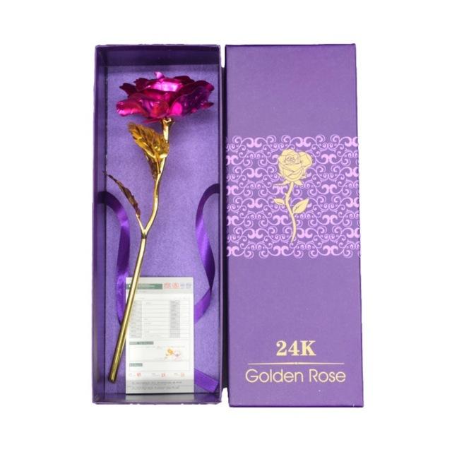 Gold Plated Rose With Love Holder Box Gift Valentine's Day Mother's Day Gift Flower Gold - Lusy Store