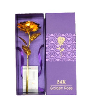 Gold Plated Rose With Love Holder Box Gift Valentine's Day Mother's Day Gift Flower Gold - Lusy Store