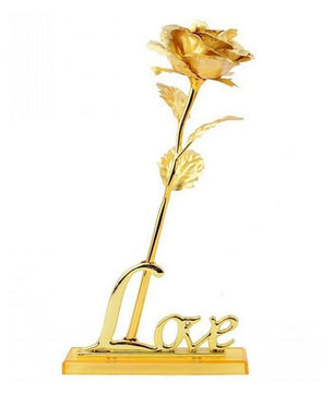 Gold Plated Rose With Love Holder Box Gift Valentine's Day Mother's Day Gift Flower Gold - Lusy Store