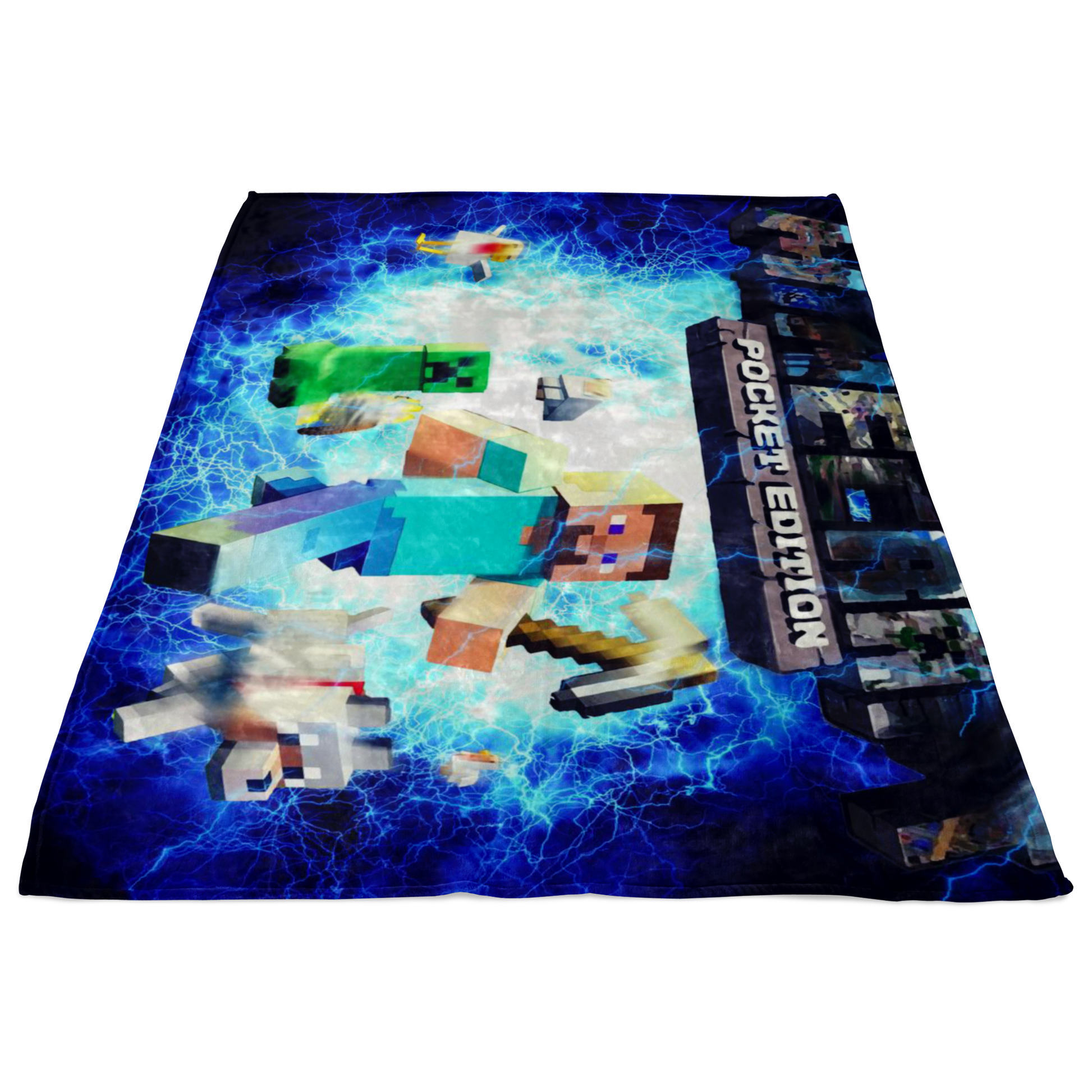 Minecraft Fleece Blanket Electric Blue Blanket Warm And Super Comfortable Best Gift For Kids - Lusy Store