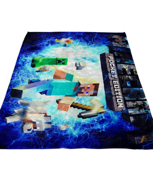 Minecraft Fleece Blanket Electric Blue Blanket Warm And Super Comfortable Best Gift For Kids - Lusy Store