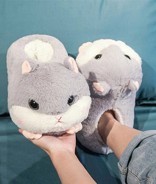 Hamster Slippers Cartoon Warm Kawaii Unicorn Plush Shoes Soft Sole Flat Home Cotton Shoes - Lusy Store LLC