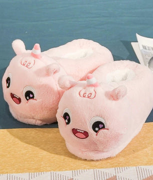 Hamster Slippers Cartoon Warm Kawaii Unicorn Plush Shoes Soft Sole Flat Home Cotton Shoes - Lusy Store LLC