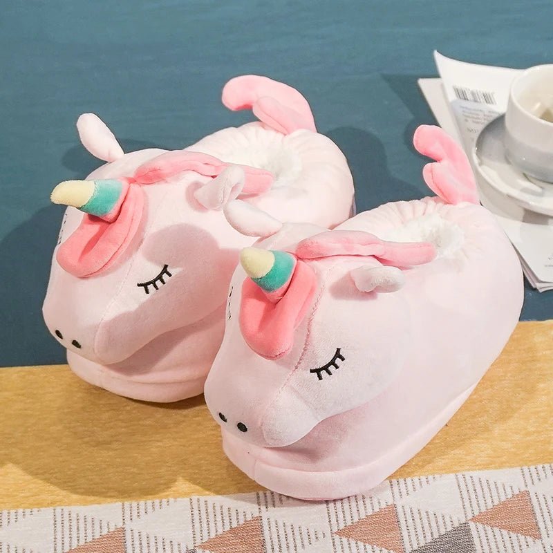 Hamster Slippers Cartoon Warm Kawaii Unicorn Plush Shoes Soft Sole Flat Home Cotton Shoes - Lusy Store LLC