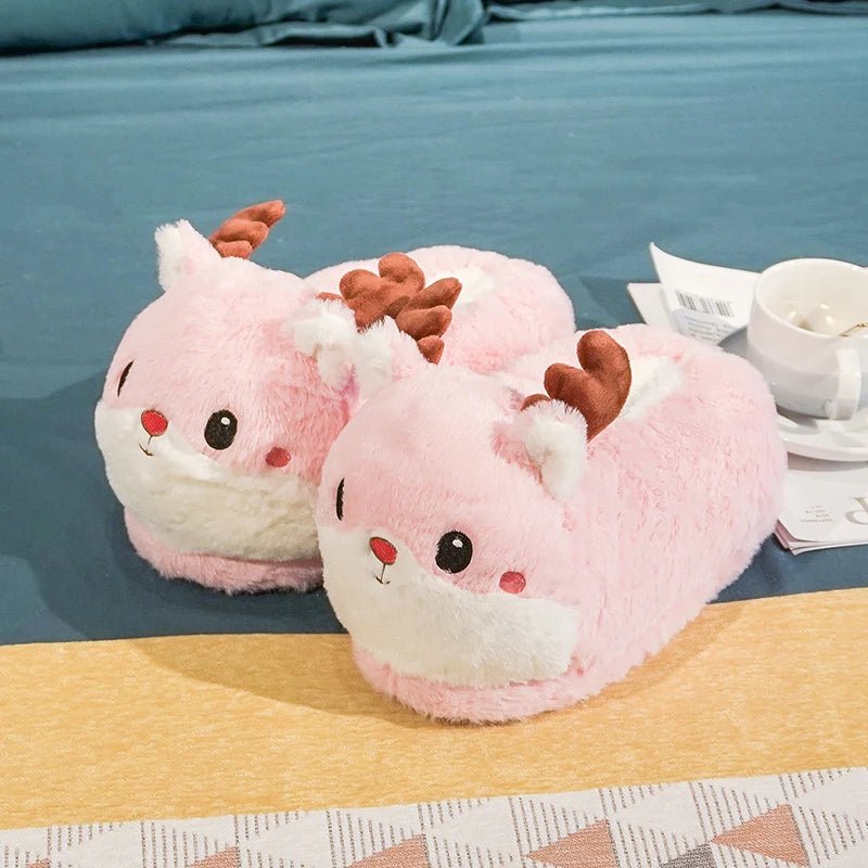 Hamster Slippers Cartoon Warm Kawaii Unicorn Plush Shoes Soft Sole Flat Home Cotton Shoes - Lusy Store LLC