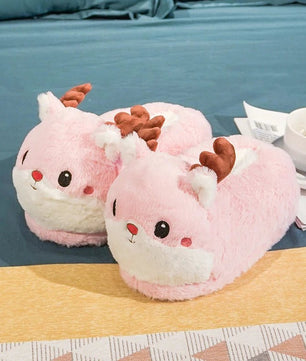 Hamster Slippers Cartoon Warm Kawaii Unicorn Plush Shoes Soft Sole Flat Home Cotton Shoes - Lusy Store LLC