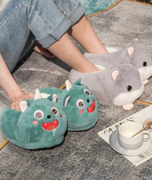Hamster Slippers Cartoon Warm Kawaii Unicorn Plush Shoes Soft Sole Flat Home Cotton Shoes - Lusy Store LLC