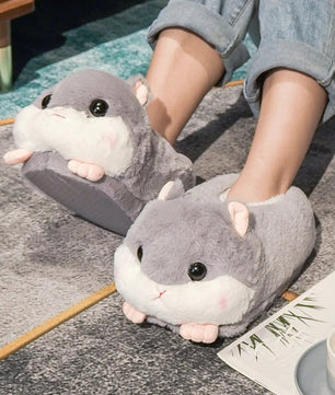 Hamster Slippers Cartoon Warm Kawaii Unicorn Plush Shoes Soft Sole Flat Home Cotton Shoes - Lusy Store LLC