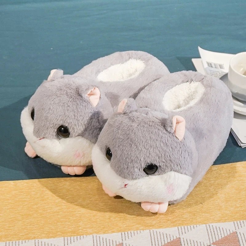 Hamster Slippers Cartoon Warm Kawaii Unicorn Plush Shoes Soft Sole Flat Home Cotton Shoes - Lusy Store LLC