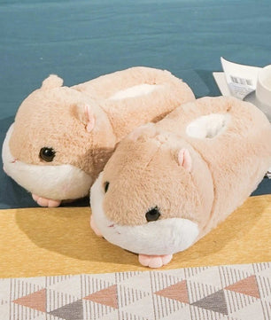 Hamster Slippers Cartoon Warm Kawaii Unicorn Plush Shoes Soft Sole Flat Home Cotton Shoes - Lusy Store LLC