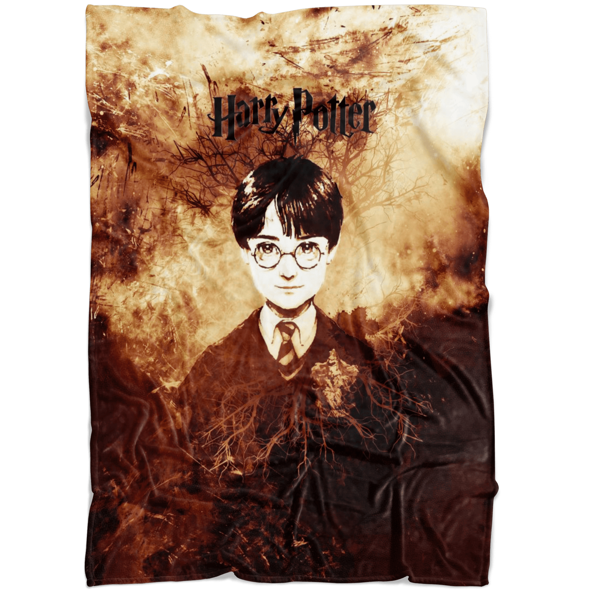 Harry Potter Fleece Blanket Grunge Yellow Blanket - Lusy Store