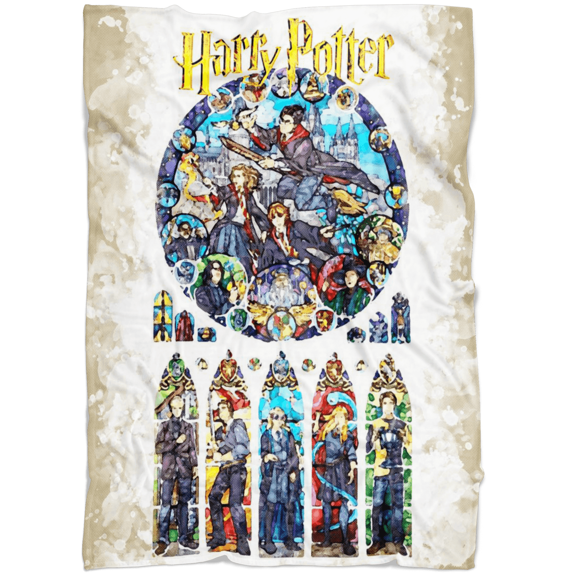 Harry Potter Fleece Blanket Mix Art Yellow Blanket - Lusy Store