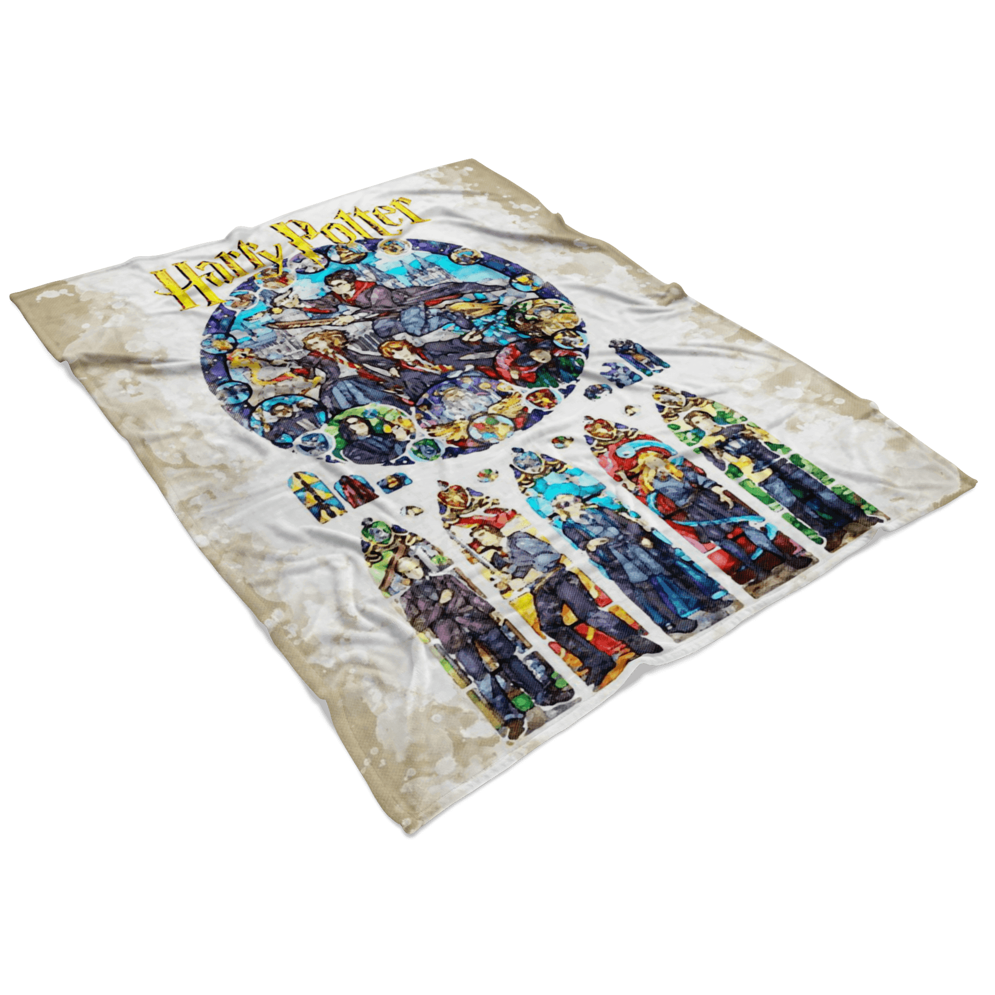 Harry Potter Fleece Blanket Mix Art Yellow Blanket - Lusy Store