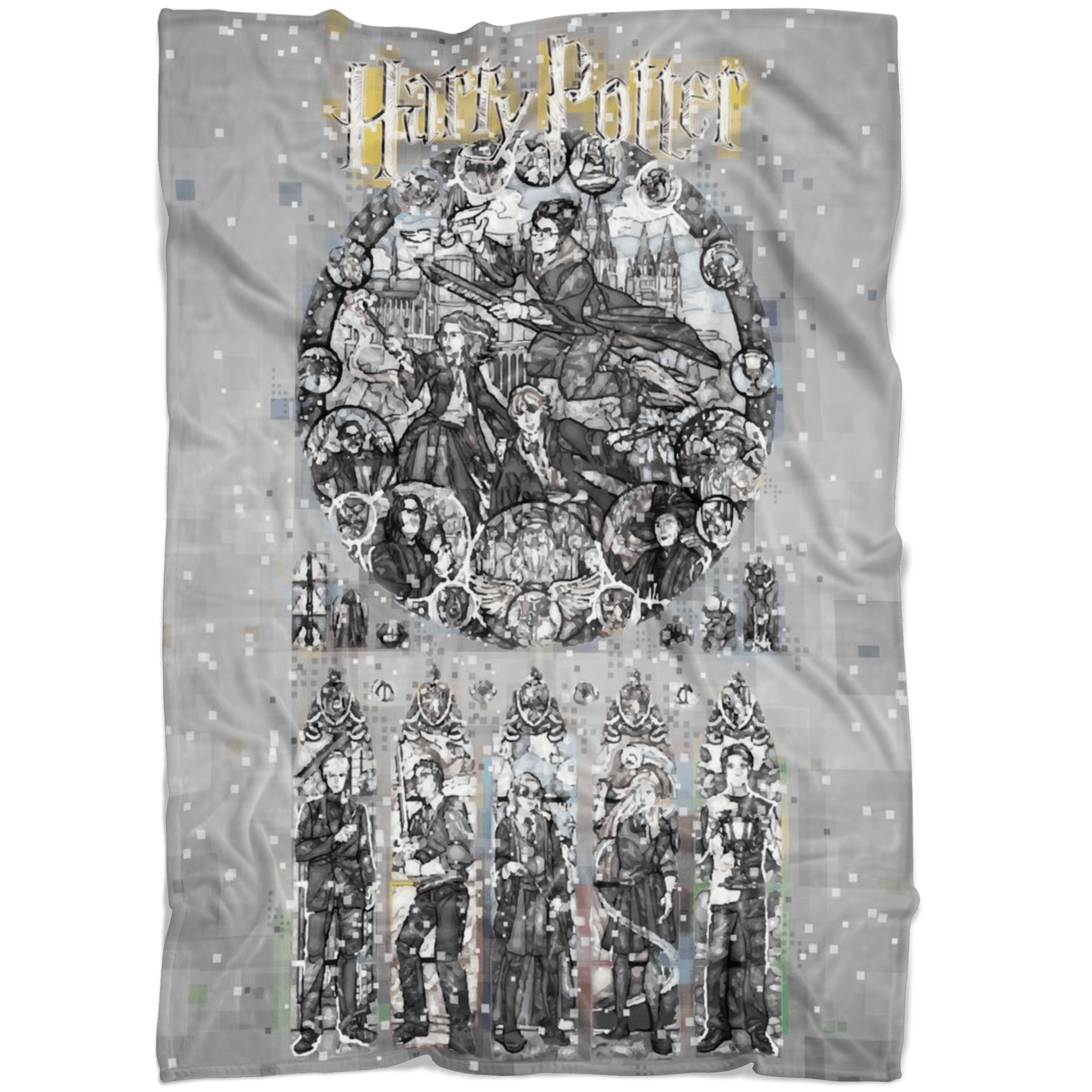 Harry Potter Fleece Blanket Pixels Grey Blanket - Lusy Store