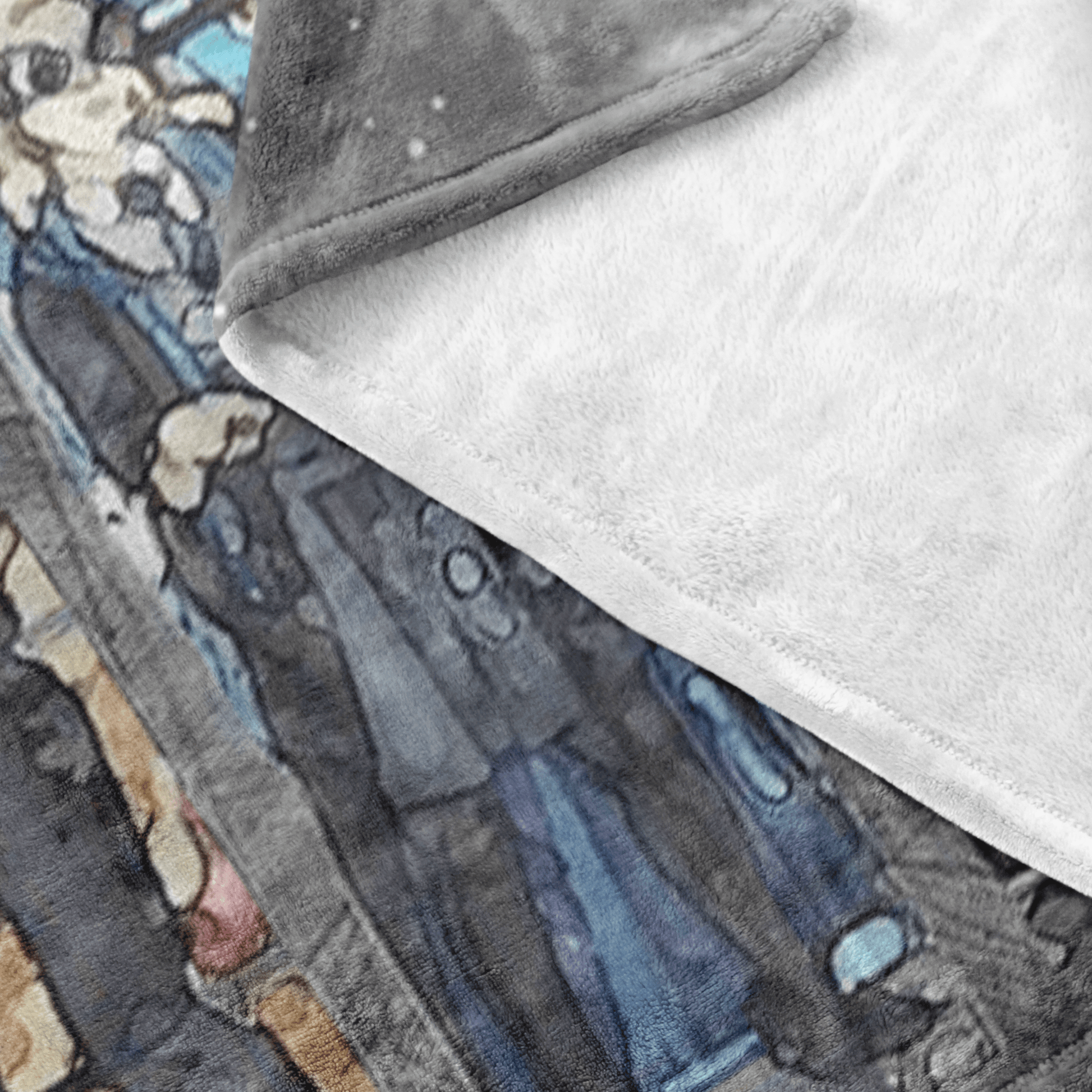 Harry Potter Fleece Blanket Sketch Mix Grey Blanket - Lusy Store