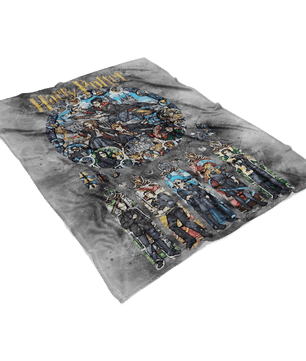 Harry Potter Fleece Blanket Sketch Mix Grey Blanket - Lusy Store