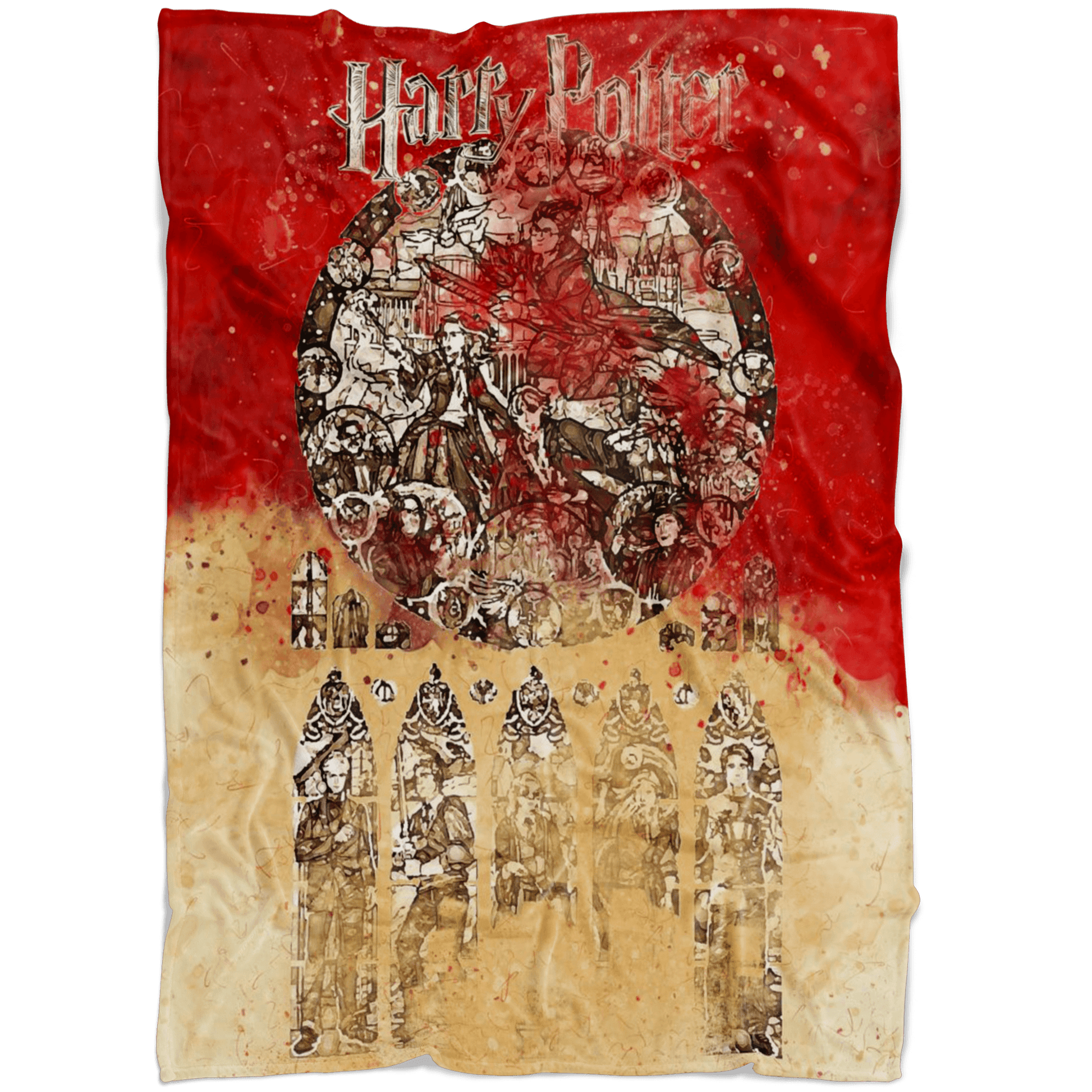 Harry Potter Fleece Blanket Vintage Art Red Blanket - Lusy Store