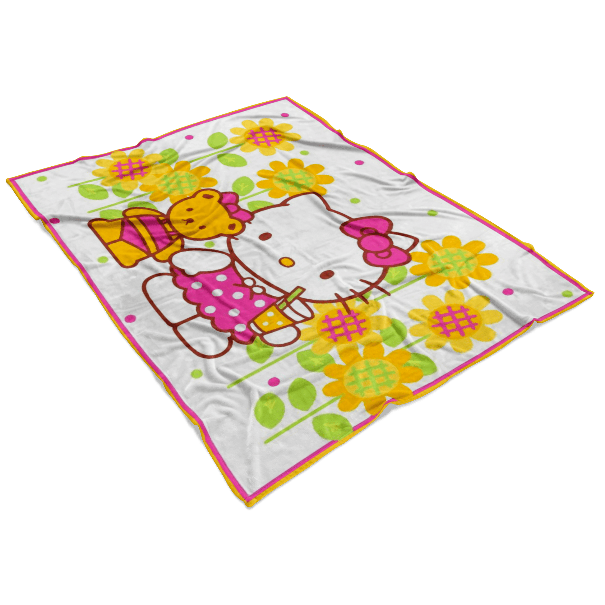 Hello Kitty And Bear Fleece Blanket Lightweight Supremely Soft Funny - Lusy Store