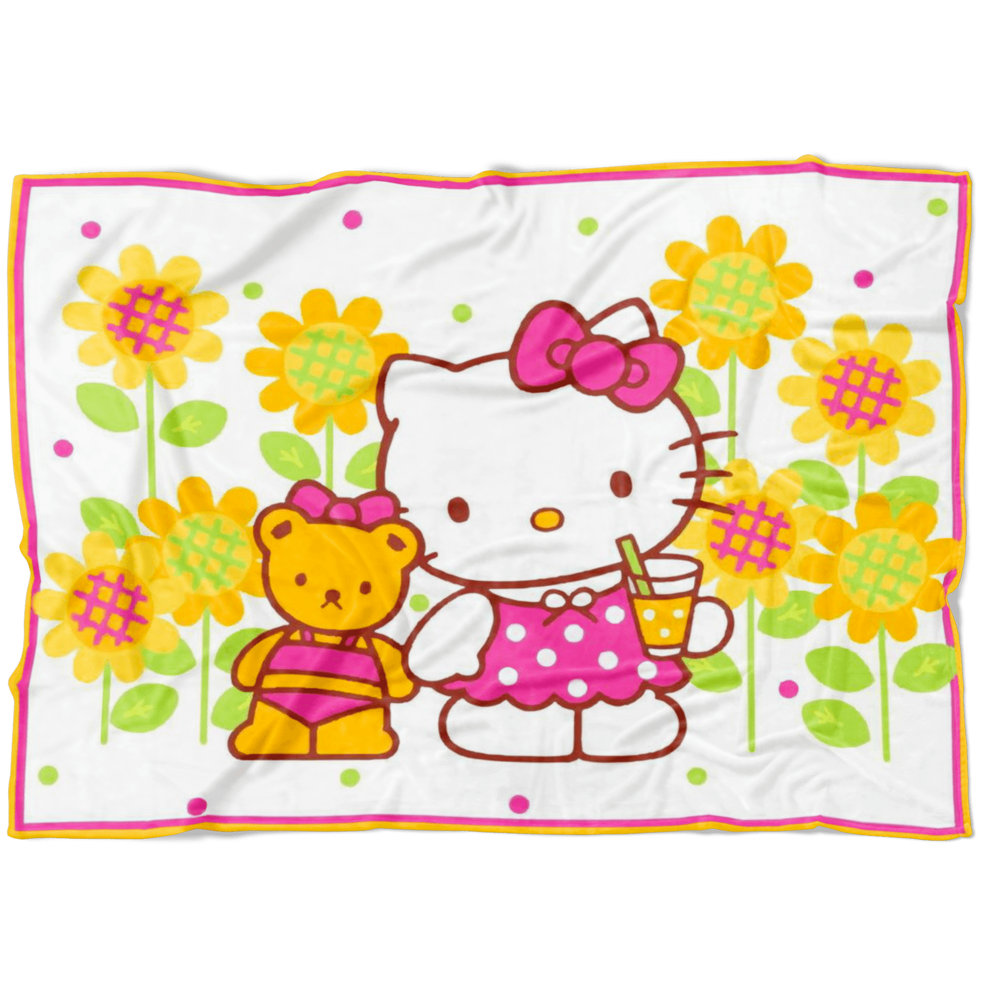 Hello Kitty And Bear Fleece Blanket Lightweight Supremely Soft Funny - Lusy Store