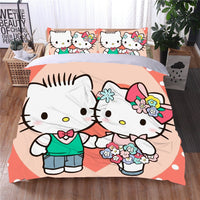 Hello Kitty and Daniel Bed Set Cute Bedding Set Cartoon Bed Sheet Cotton Comforters Pink Duvet Covers LS864 - Lusy Store