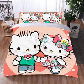 Hello Kitty and Daniel Bed Set Cute Bedding Set Cartoon Bed Sheet Cotton Comforters Pink Duvet Covers LS864 4 Pieces Bedding Sets