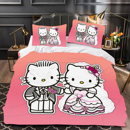 Hello Kitty and Daniel Bed Set Cute Bedding Set Cartoon Bed Sheet Cotton Comforters Red Duvet Covers LS863 4 Pieces Bedding Sets
