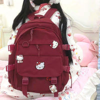 Hello Kitty Backpack High School Students Large Capacity Soft Girl Campus Schoolbag C72 - Lusy Store