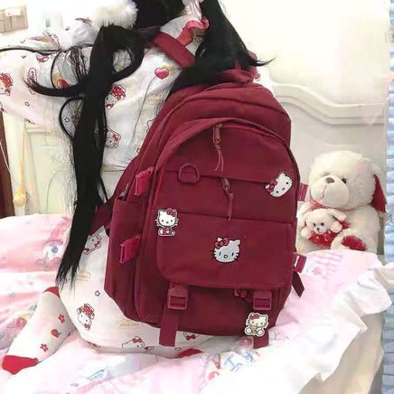 Hello Kitty Backpack High School Students Large Capacity Soft Girl Campus Schoolbag C72 - Lusy Store