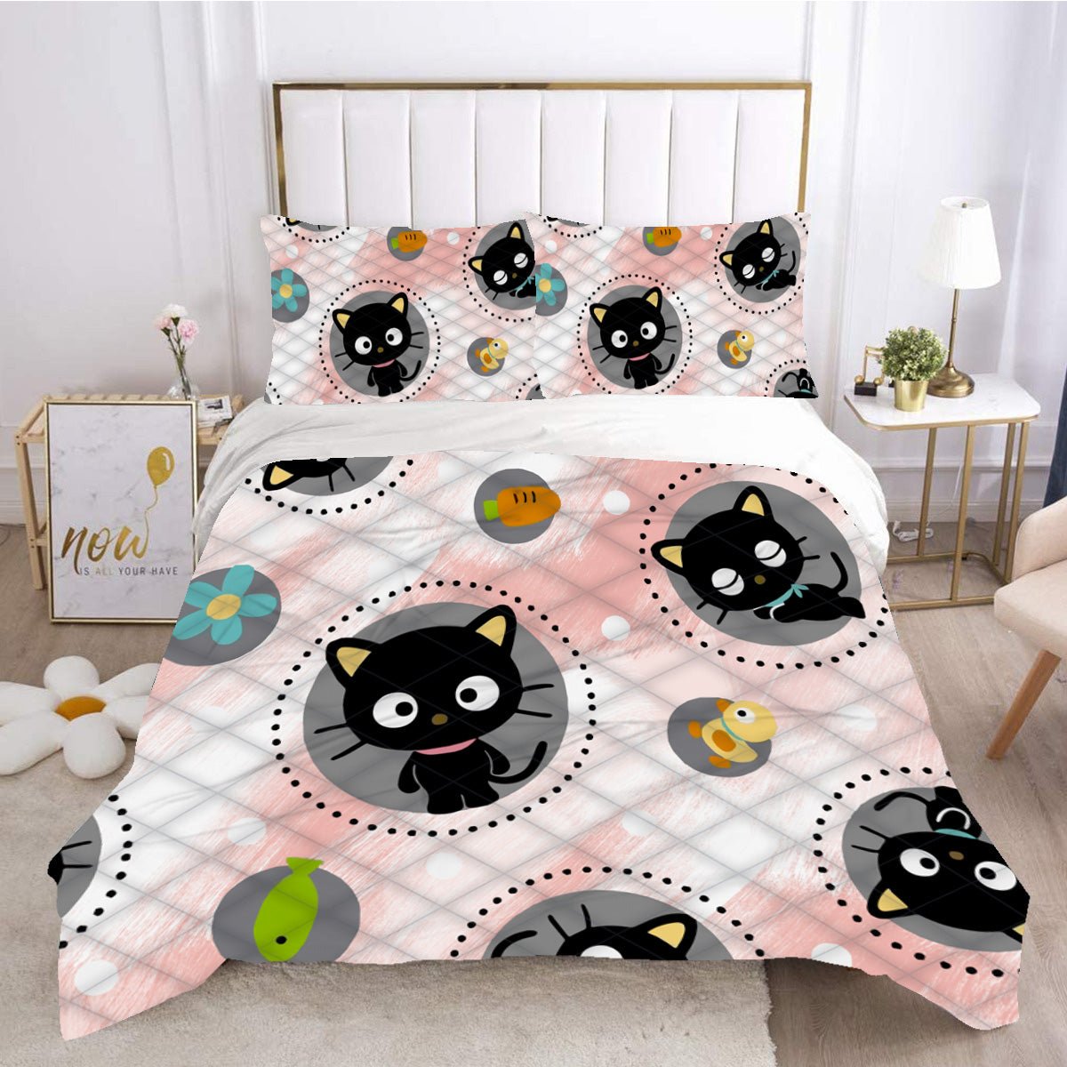 Hello Kitty Bed Set Chococat Sanrio Cute Bed Sheets Cartoon Bed Cotton Comforters Cute Duvet Covers LS22831 - Lusy Store