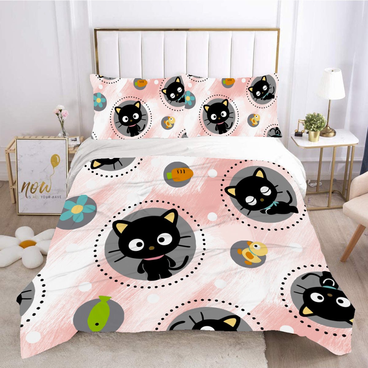Hello Kitty Bed Set Chococat Sanrio Cute Bed Sheets Cartoon Bed Cotton Comforters Cute Duvet Covers LS22831 - Lusy Store