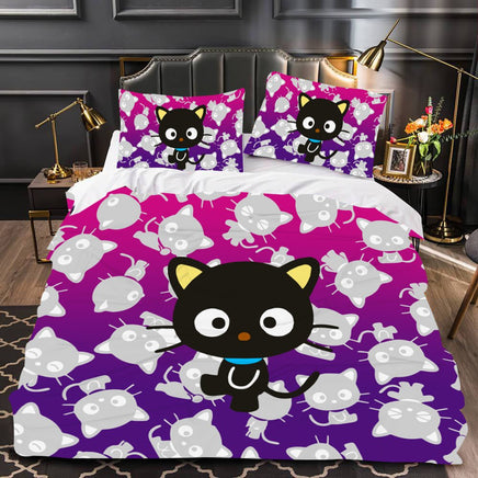 Hello Kitty Bed Set Chococat Sanrio Cute Bed Sheets Cartoon Bed Cotton Comforters Purple Duvet Covers LS22833 - Lusy Store