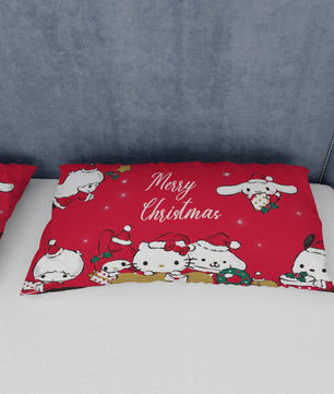Hello Kitty Bed Set Christmas Red Blanket Cozy Comfort With Cute Sanrio Characters - Lusy Store LLC