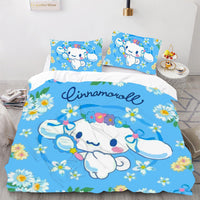 Hello Kitty Bed Set Cinnamoroll Sanrio Cute Bed Sheets Cartoon Bed Cotton Comforters Blue Duvet Cover LS22824 - Lusy Store