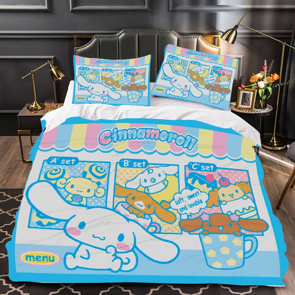 Hello Kitty Bed Set Cinnamoroll Sanrio Cute Bed Sheets Cartoon Bed