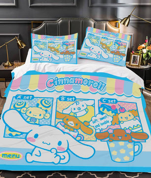 Hello Kitty Bed Set Cinnamoroll Sanrio Cute Bed Sheets Cartoon Bed Cotton Comforters Colorful Duvet Cover LS22815 - Lusy Store