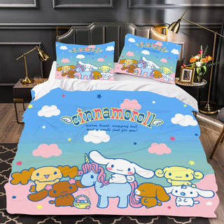 Hello Kitty Bed Set Cinnamoroll Sanrio Cute Bed Sheets Cartoon Bed Cotton Comforters Colorful Duvet Cover LS22818 - Lusy Store