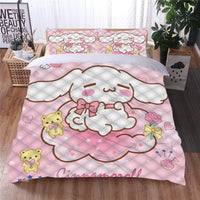 Hello Kitty Bed Set Cinnamoroll Sanrio Cute Bed Sheets Cartoon Bed Cotton Comforters Pink Duvet Cover LS22823 Quilted