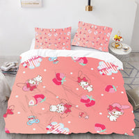 Hello Kitty Bed Set Cinnamoroll Sanrio Cute Bed Sheets Cartoon Bed Cotton Comforters Pink Red Duvet Cover LS22820 - Lusy Store