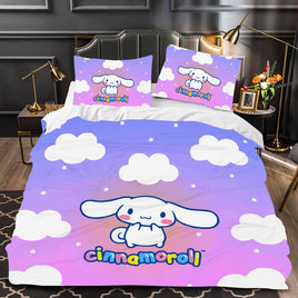 Hello Kitty Bed Set Cinnamoroll Sanrio Cute Bed Sheets Cartoon Bed Cotton Comforters Purple Duvet Cover LS22822 - Lusy Store