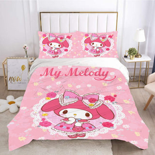 My Melody Bed Set Cute Sanrios Bed Linen Set Duvet Cover and Pillowcase LS22781 - Lusy Store